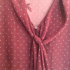 Burgundy Blouse with Polka Dots